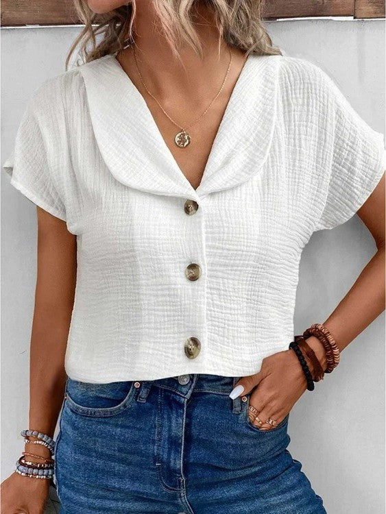 Nerida | Collared Button-Up Top