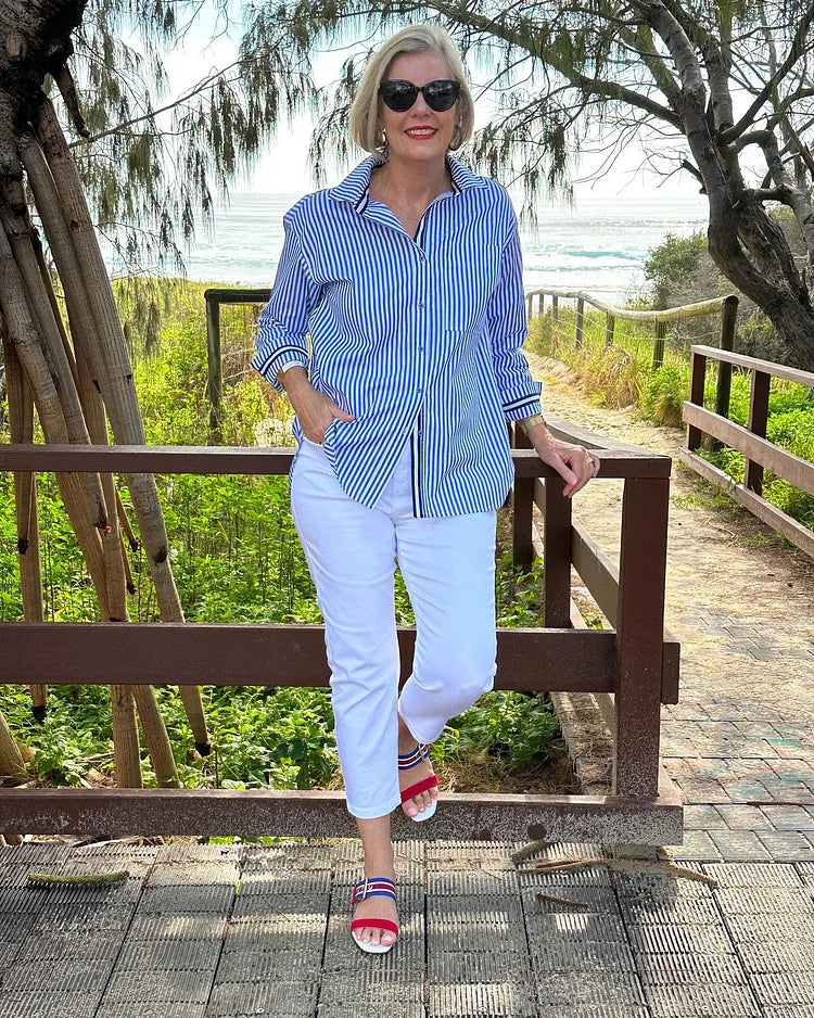 Diane | Effortless Elegance Striped Blouse - Soft, Flattering, and Chic.